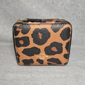 Coach Tan and Black Leopard Prin Wallet